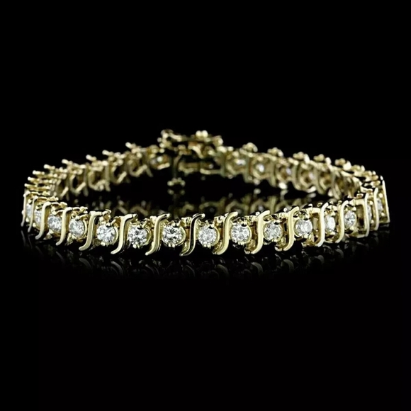 Vintage Gold Over Sterling Silver CZ Tennis Bracelet